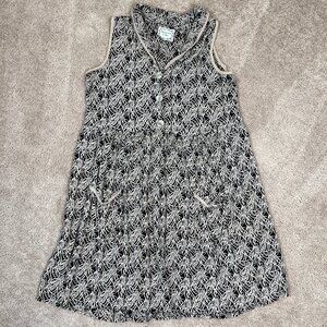 Dressing Clio Dress Womens M Beige Black Artsy Swing Slouchy Pocket Safari Vtg